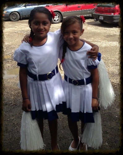 Costa Rican kids ready to march in Independence Day parade. 