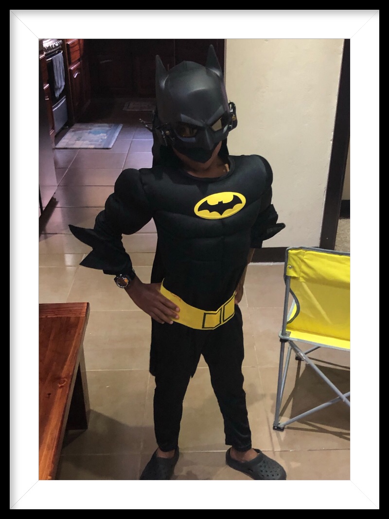 He wanted a Batman suit for Christmas!